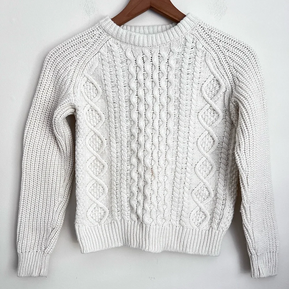Gap boys wool blend cable knit sweater chunky fisherman crewneck M 8-9